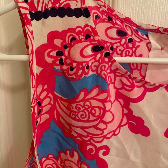 Lilly Pulitzer Iona Shell Engineered Safari silk pink white blue back buttons - Picture 5 of 13